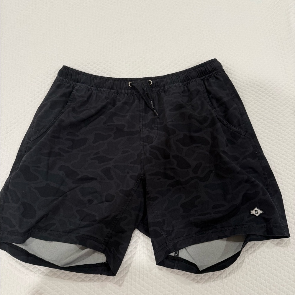 BURLEBO Black Camouflage Athletic Shorts